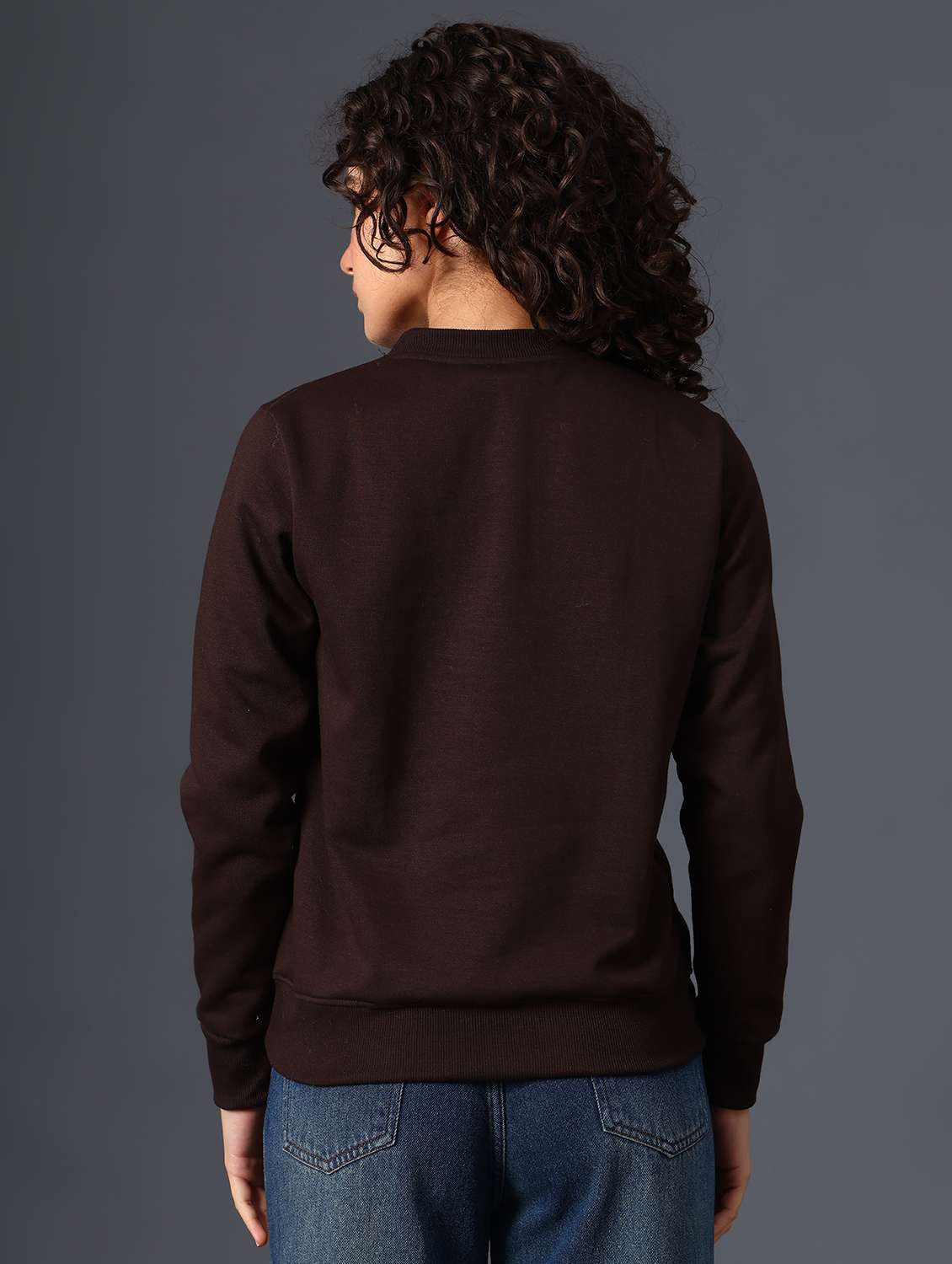 brown fleece chest print sweatshirt - 22004071 -  Standard Image - 4