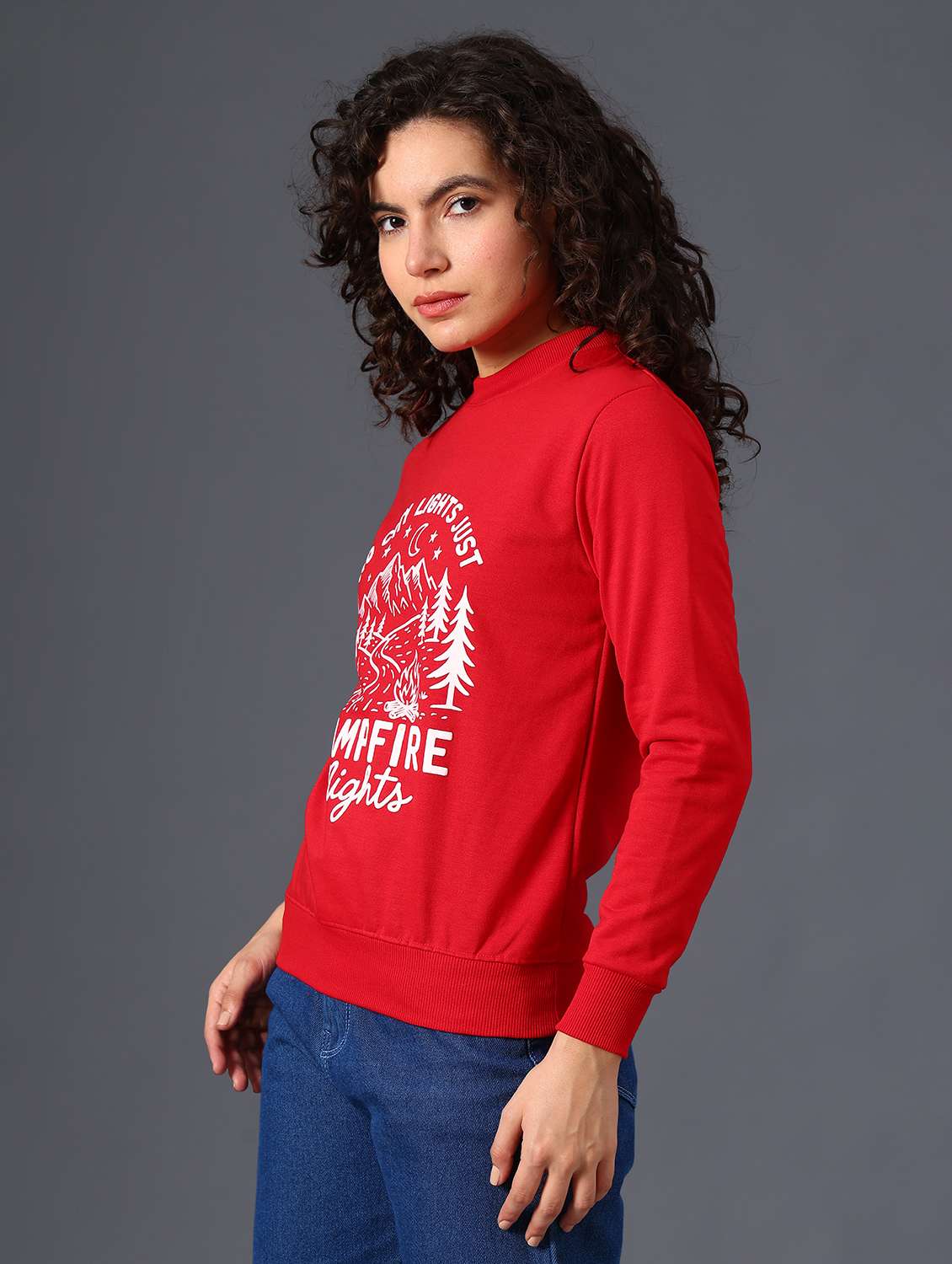 red fleece chest print sweatshirt - 22004072 -  Standard Image - 6