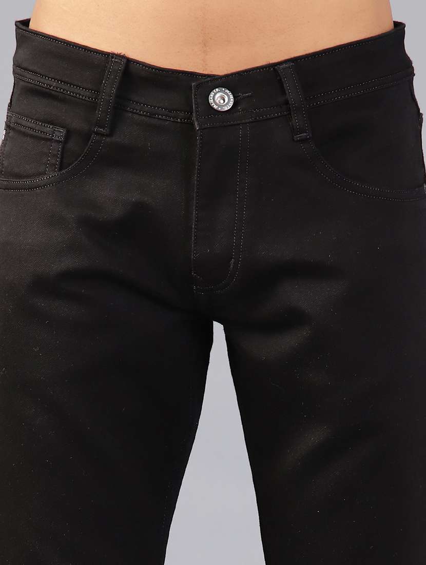 men solid mid rise slim fit jeans - 22004165 -  Standard Image - 4
