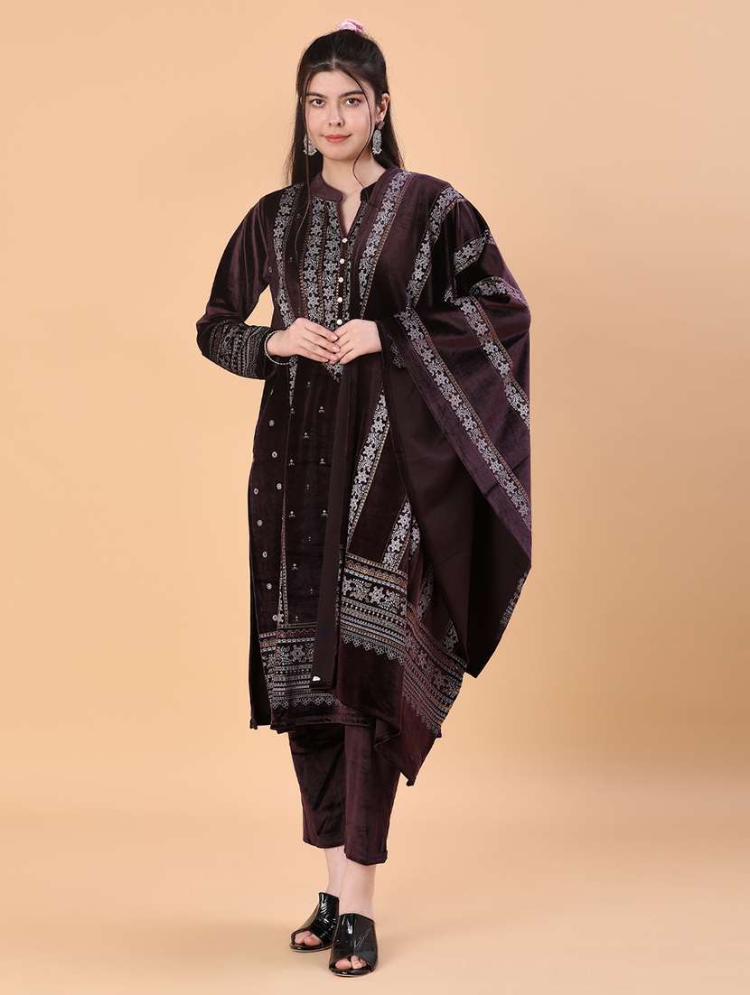 women self designed kurta pant with dupatta set