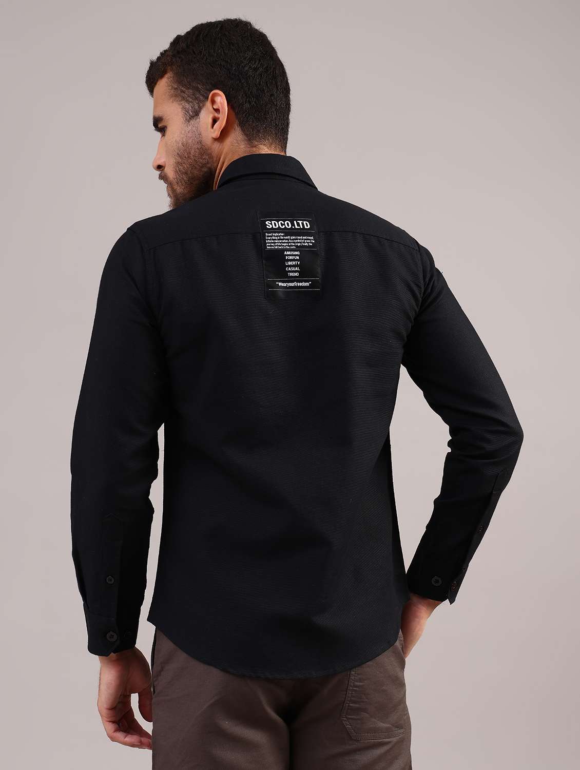 men solid collared long sleeve shirt - 22004201 -  Standard Image - 4