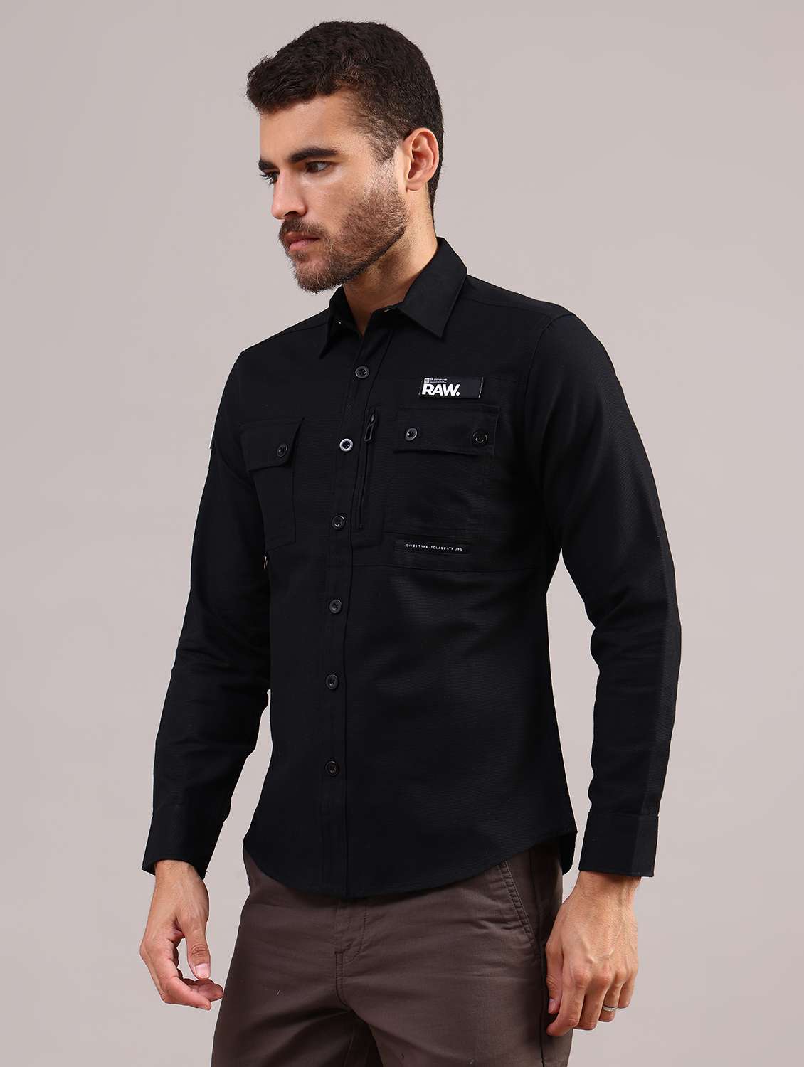 men solid collared long sleeve shirt - 22004201 -  Standard Image - 6