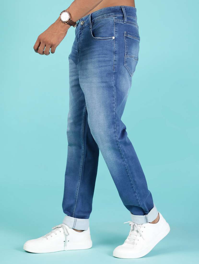 men solid mid rise tapered fit jeans - 22004222 -  Standard Image - 1