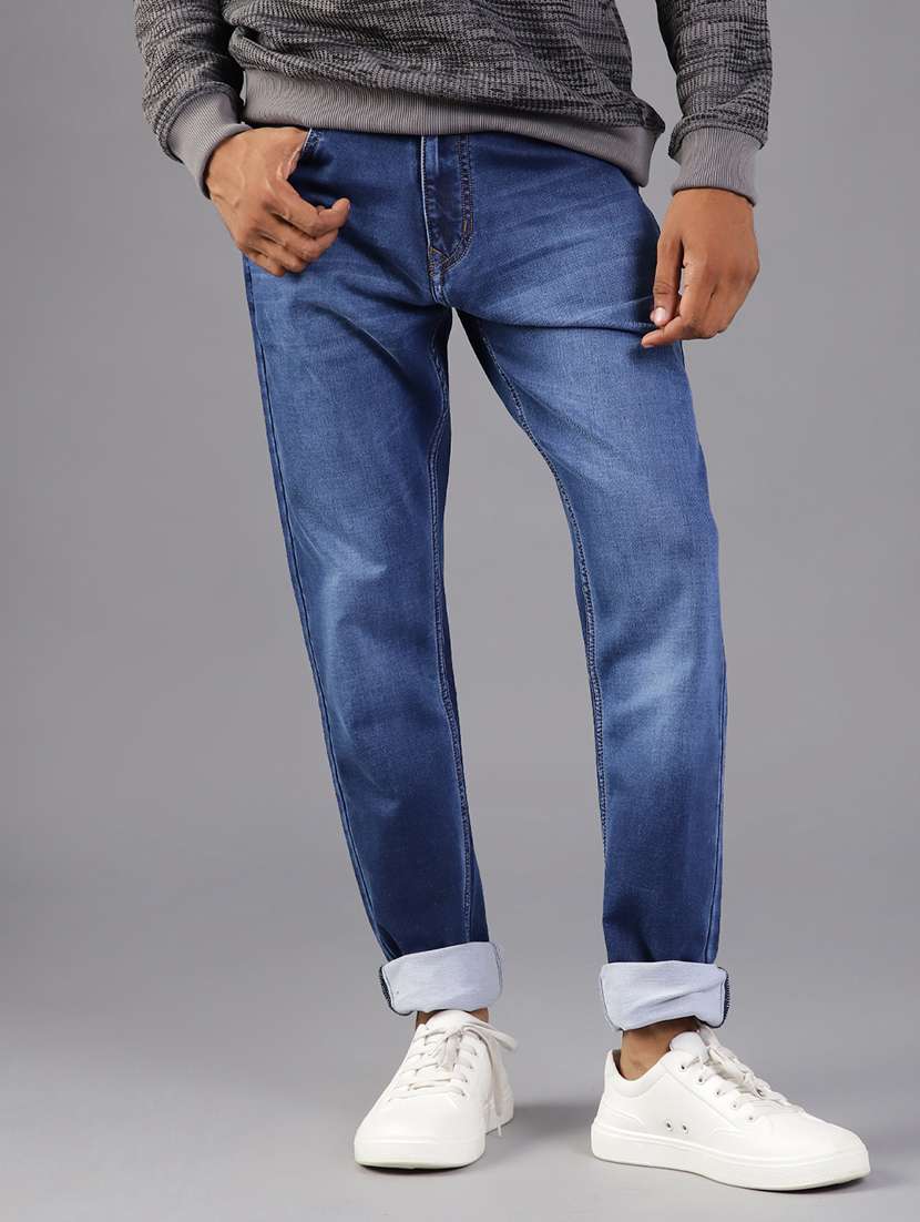 men solid mid rise slim fit jeans - 22004231 -  Standard Image - 1