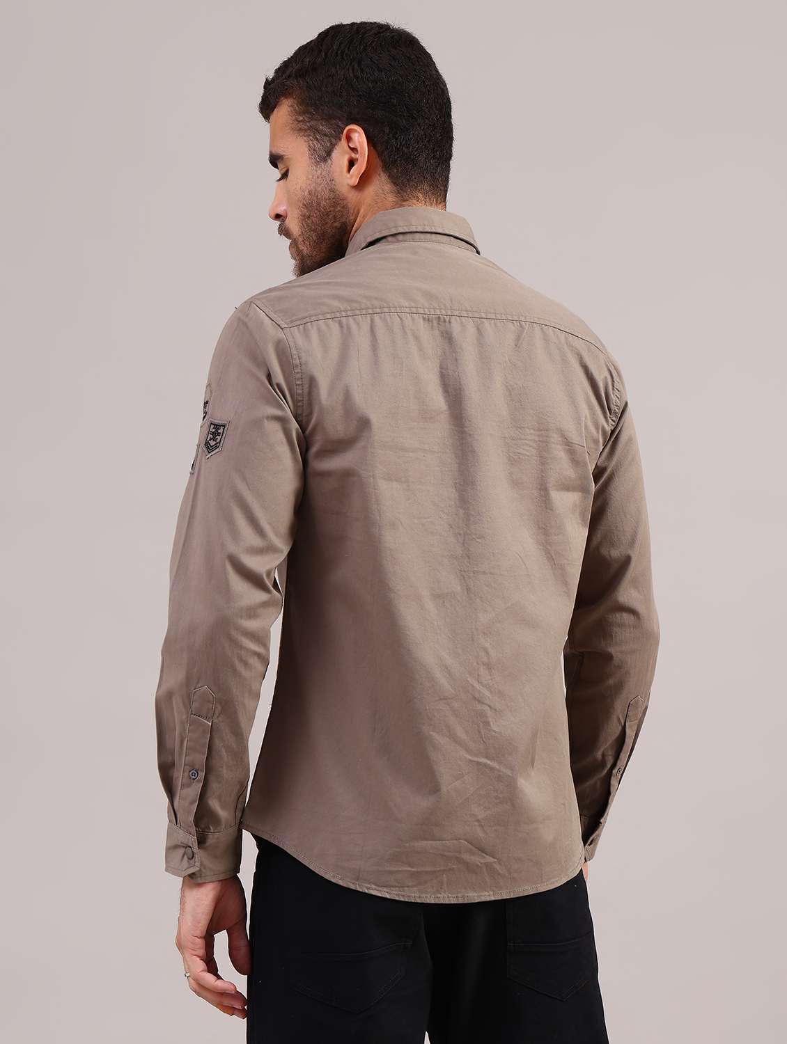 men solid collared long sleeve shirt - 22004260 -  Standard Image - 4