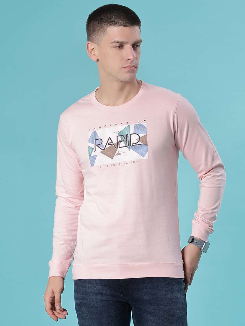 men chest print long sleeve slim fit sweatshirt - 22004267 -  Standard Image - 1