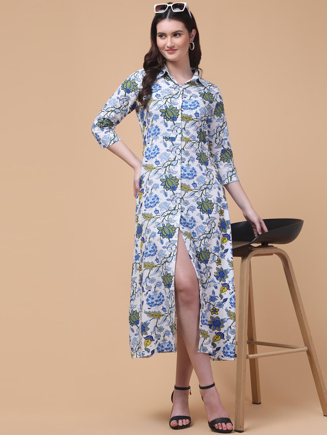 women floral print collared shirt dress - 22004338 -  Standard Image - 1