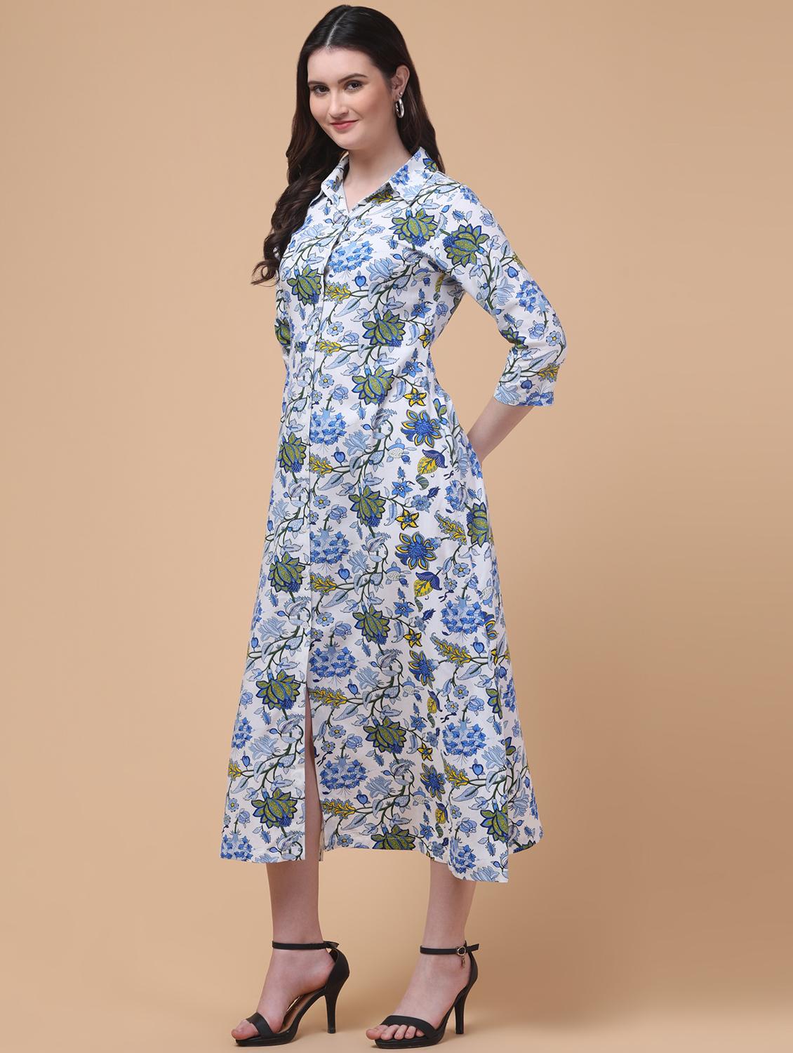 women floral print collared shirt dress - 22004338 - Standard Image - 4