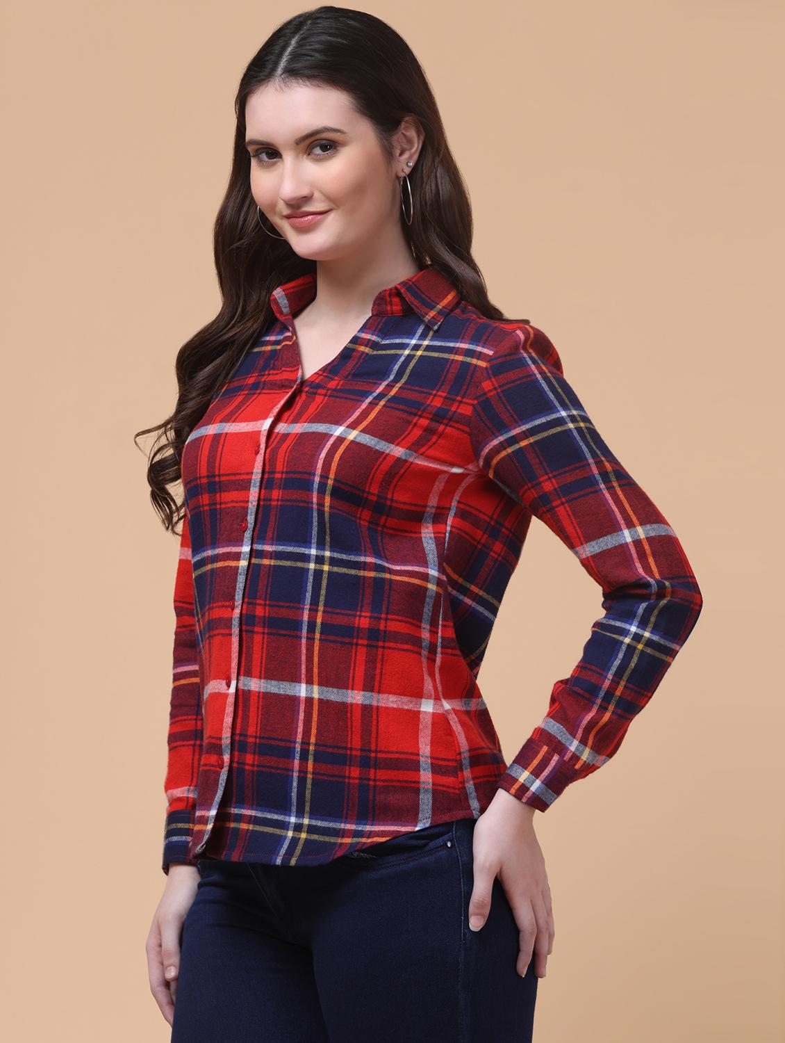 women checkered collared long sleeve shirt - 22004343 -  Standard Image - 1