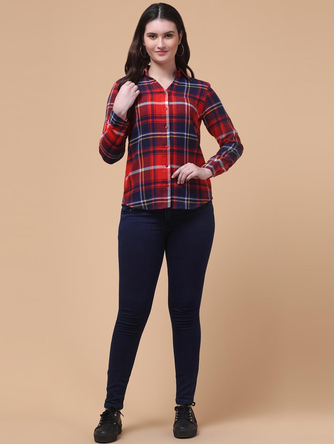 women checkered collared long sleeve shirt - 22004343 - Standard Image - 4