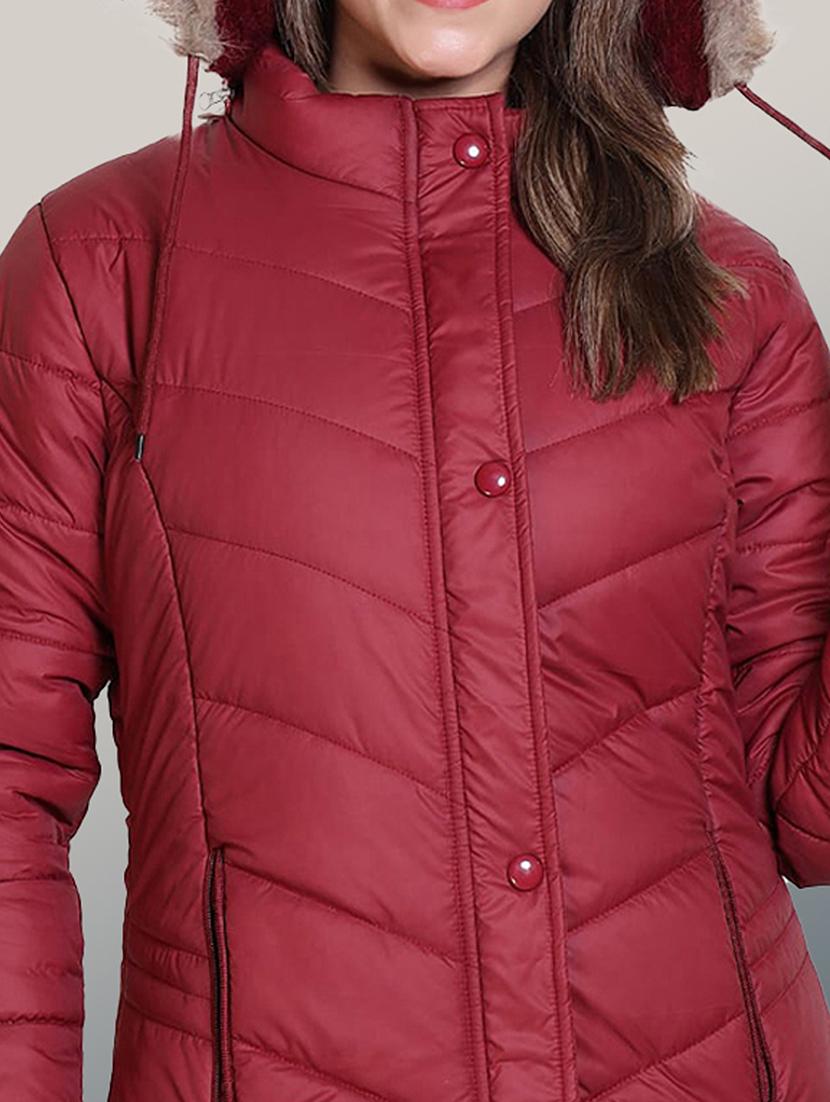women solid long sleeve hooded quilted jacket - 22004352 - Standard Image - 4