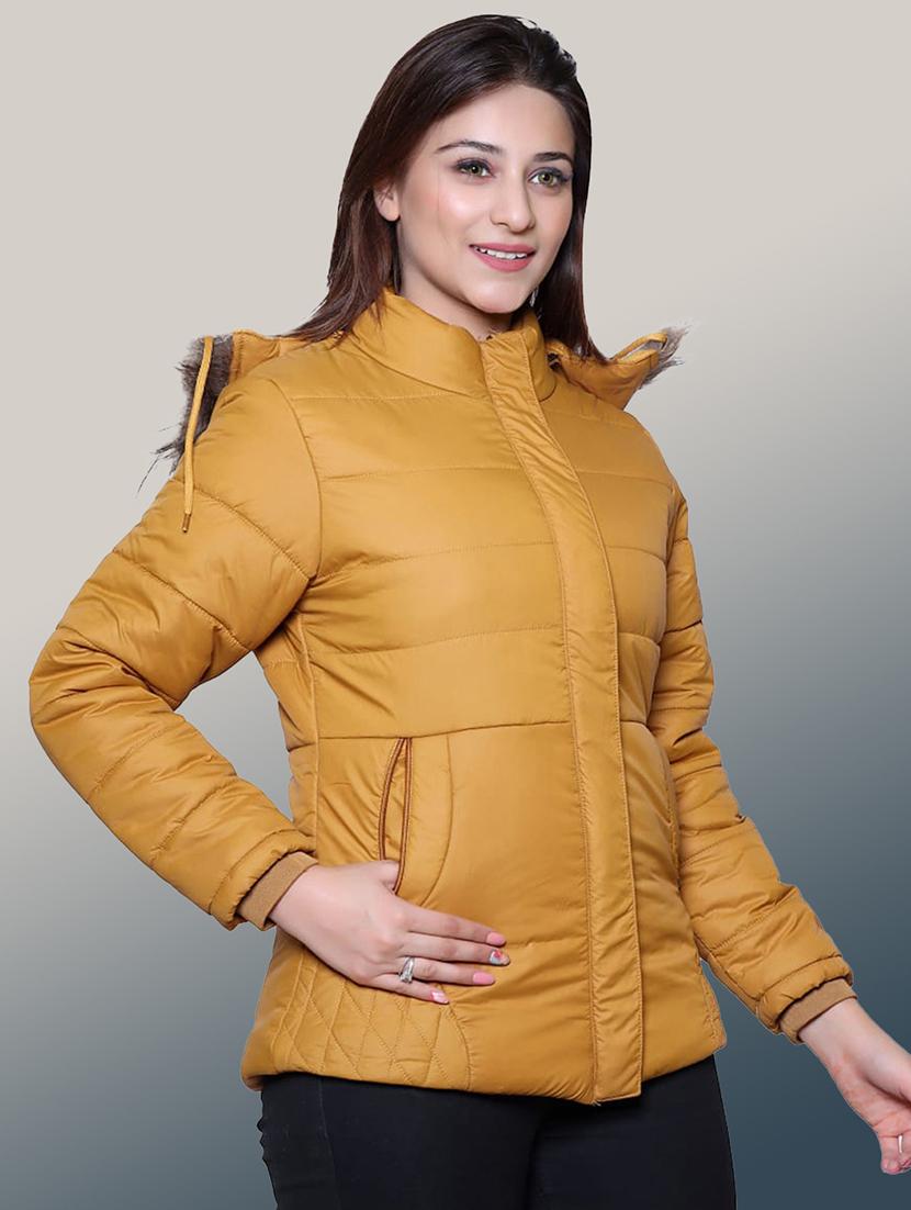 women solid long sleeve hooded quilted jacket - 22004353 - Standard Image - 1
