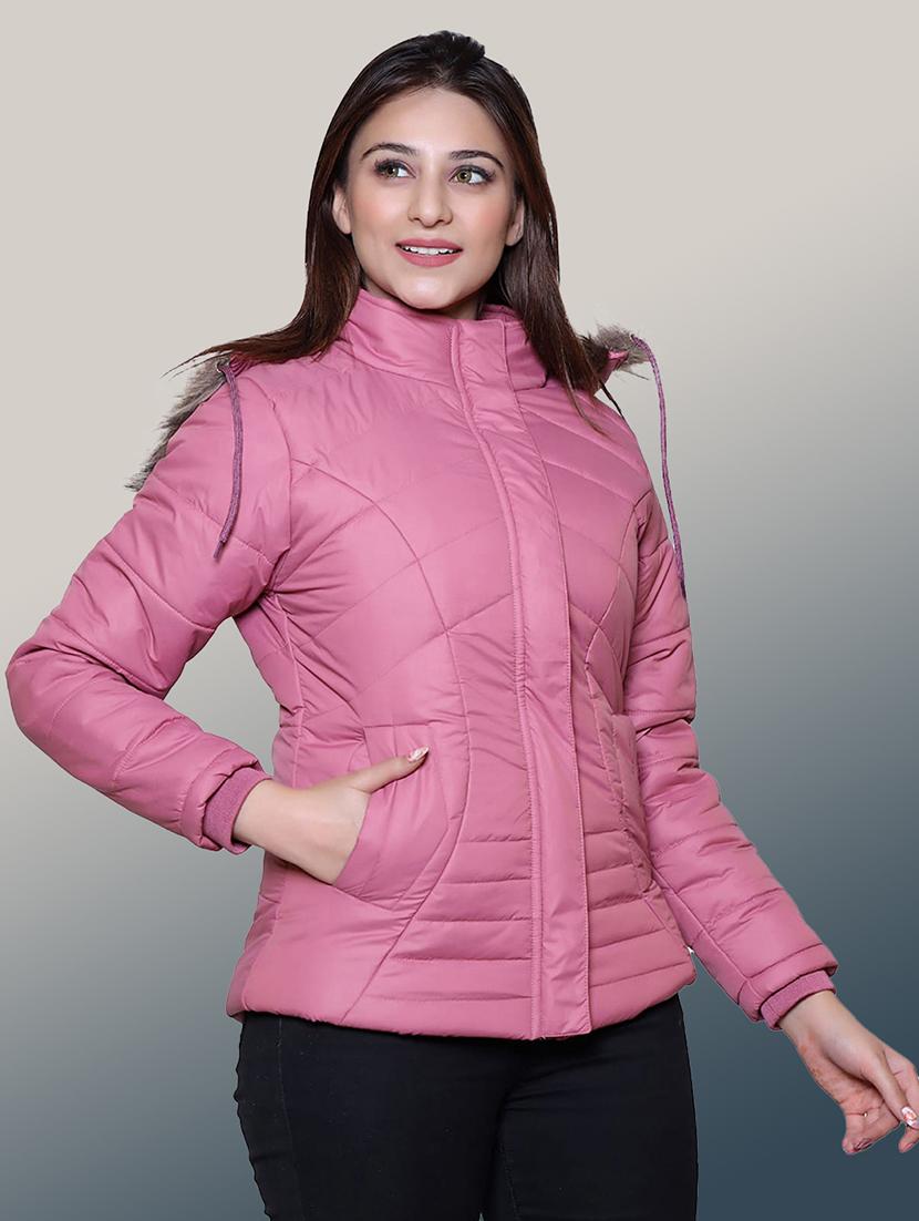 women solid long sleeve hooded quilted jacket - 22004356 - Standard Image - 1