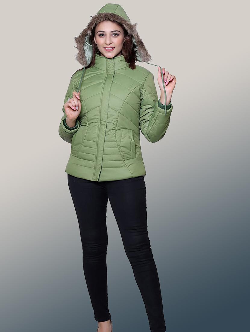 women solid long sleeve hooded quilted jacket - 22004357 - Standard Image - 4