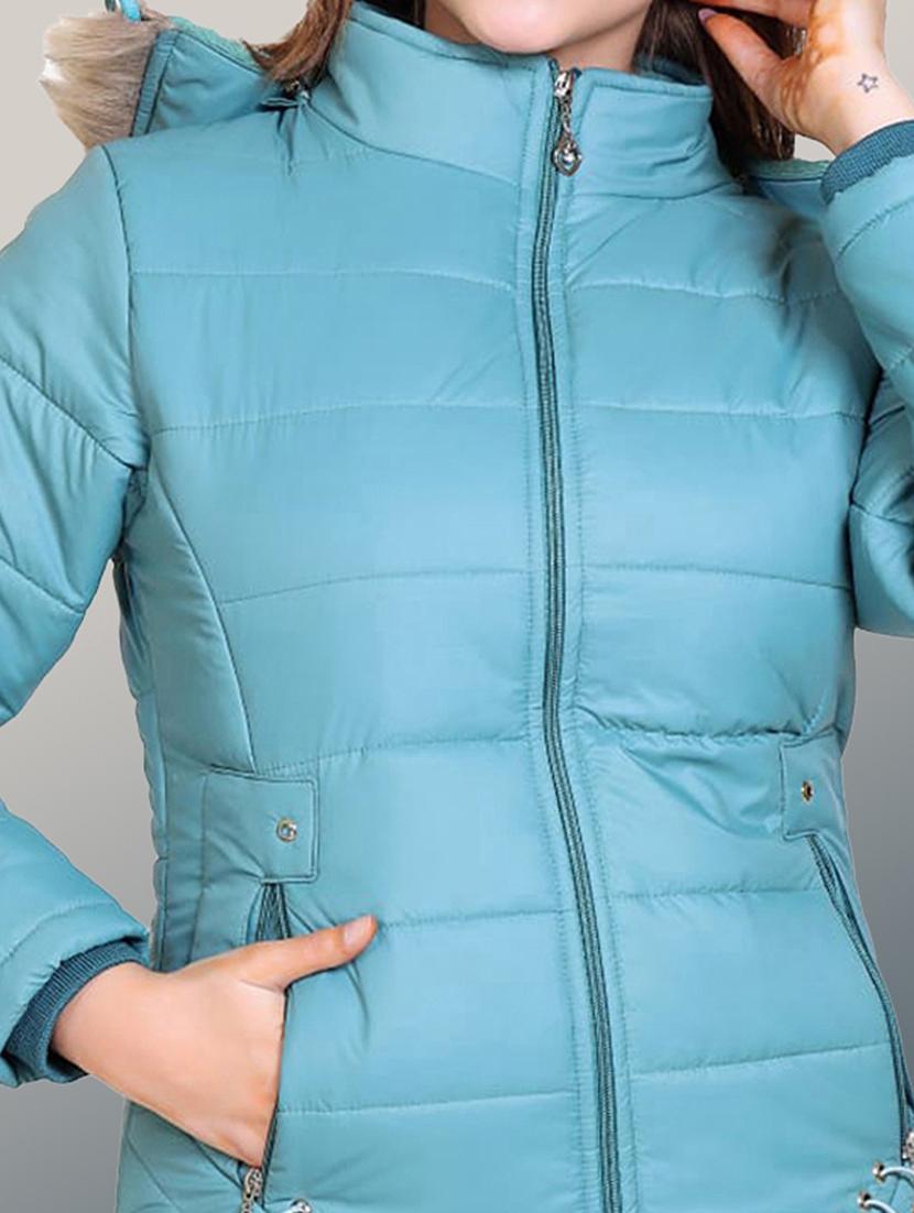 women solid long sleeve hooded quilted jacket - 22004359 - Standard Image - 4