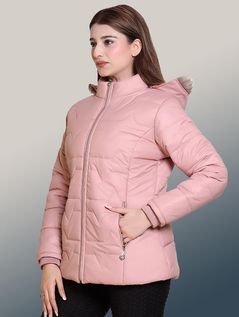 women solid long sleeve hooded quilted jacket - 22004362 -  Standard Image - 1