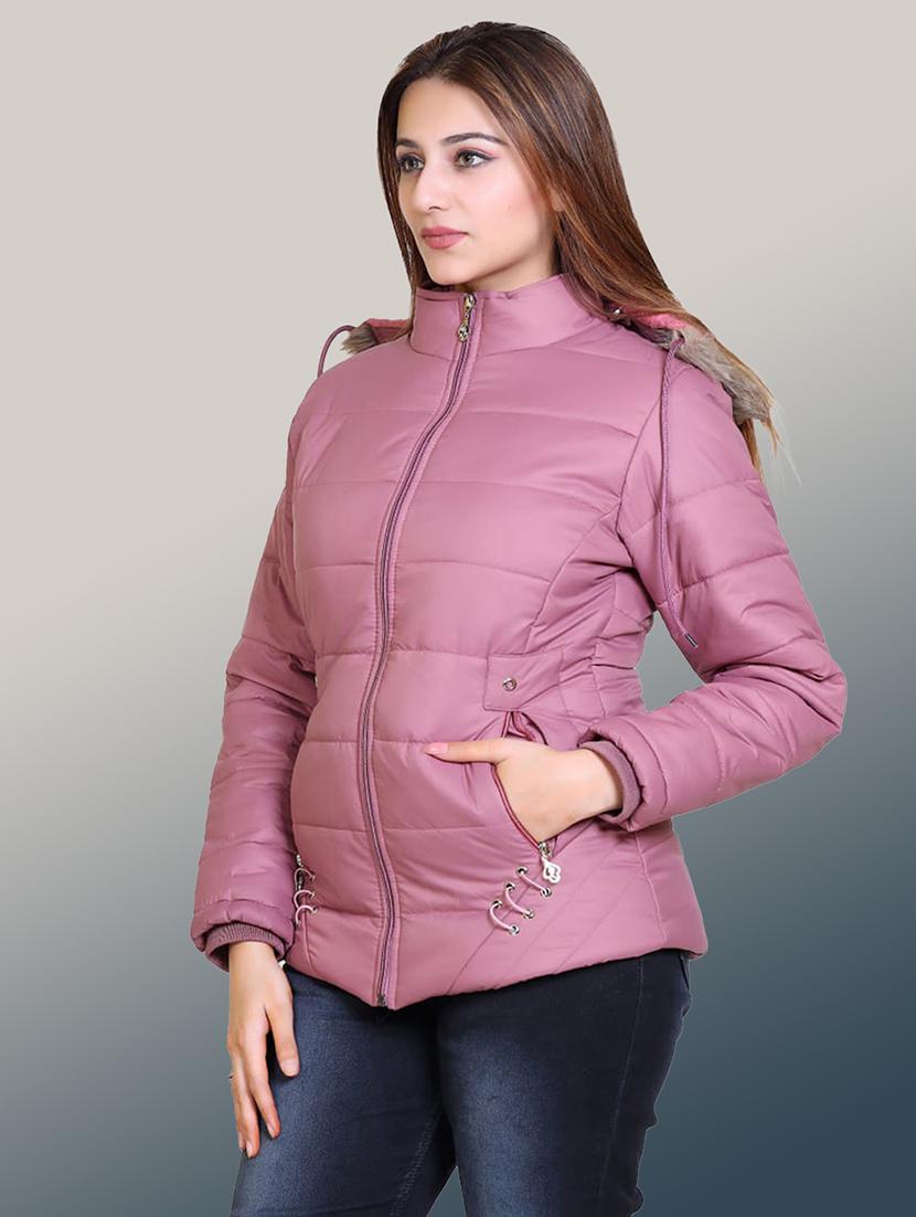 women solid long sleeve hooded quilted jacket - 22004363 - Standard Image - 1