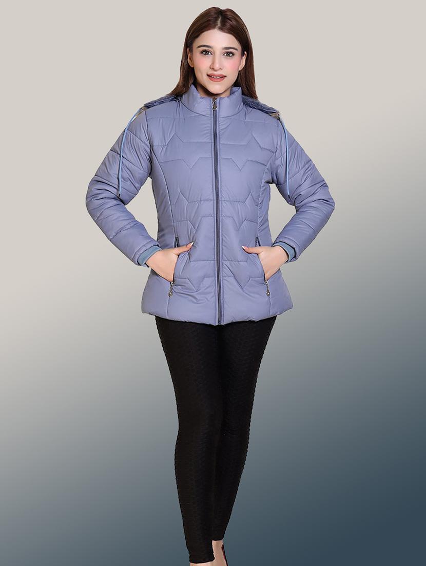 women solid long sleeve hooded quilted jacket - 22004368 - Standard Image - 4