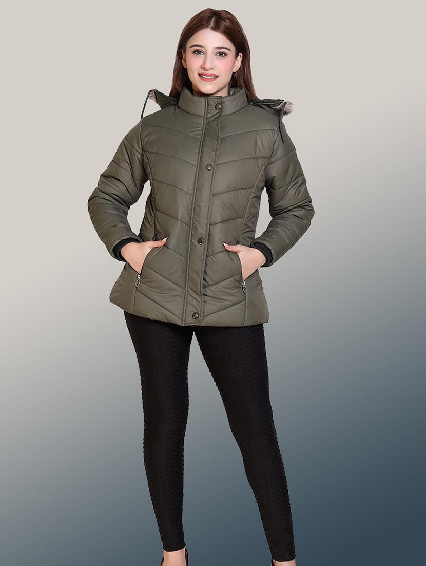 women solid long sleeve hooded quilted jacket - 22004369 - Standard Image - 4