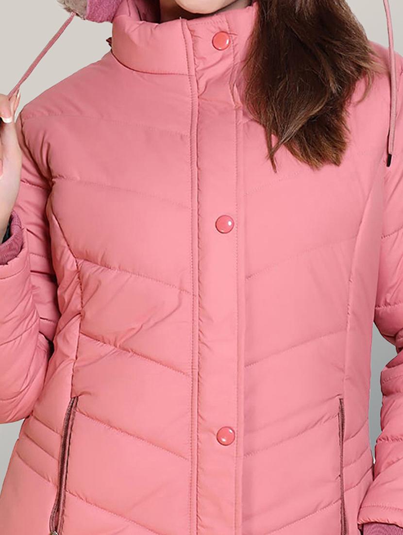 women solid long sleeve hooded quilted jacket - 22004371 - Standard Image - 4