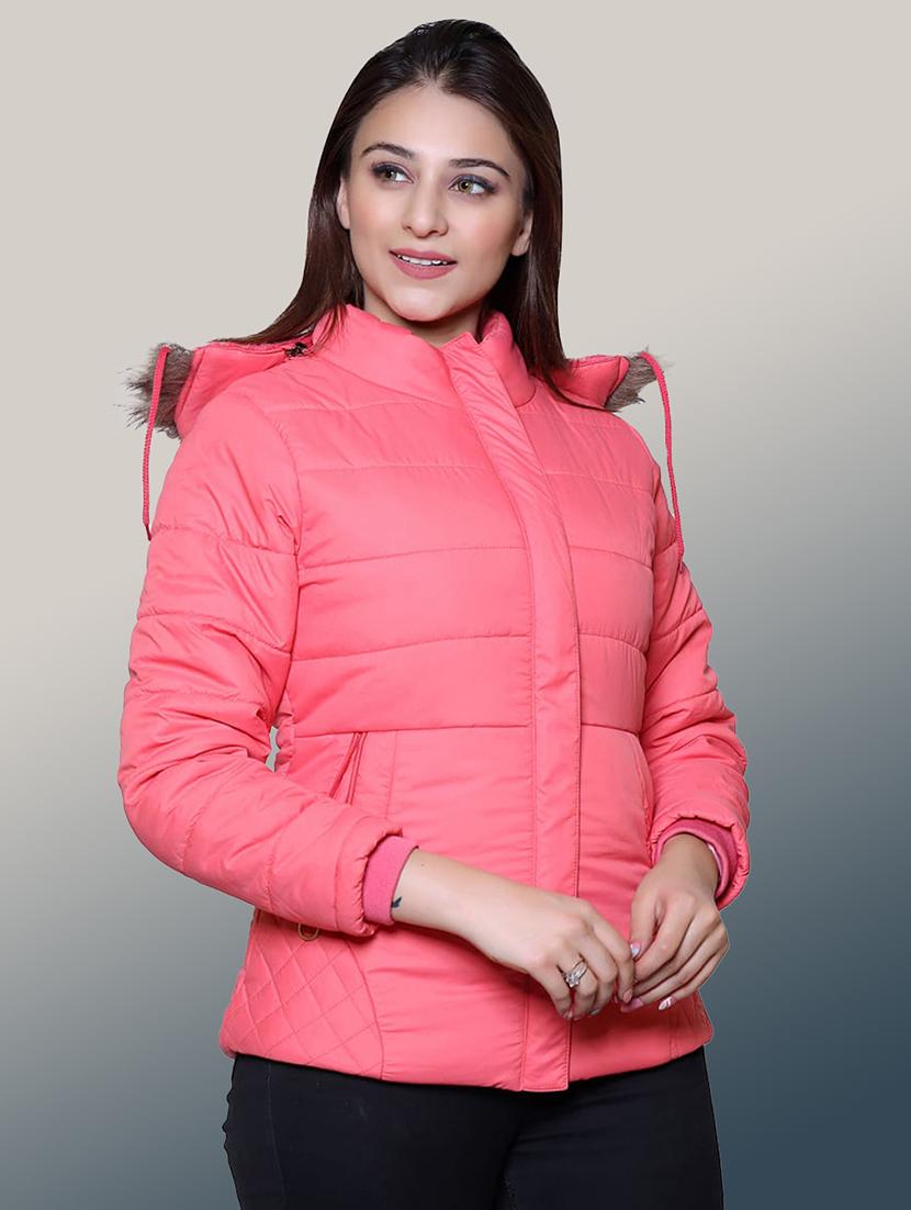 women solid long sleeve hooded quilted jacket - 22004373 -  Standard Image - 1