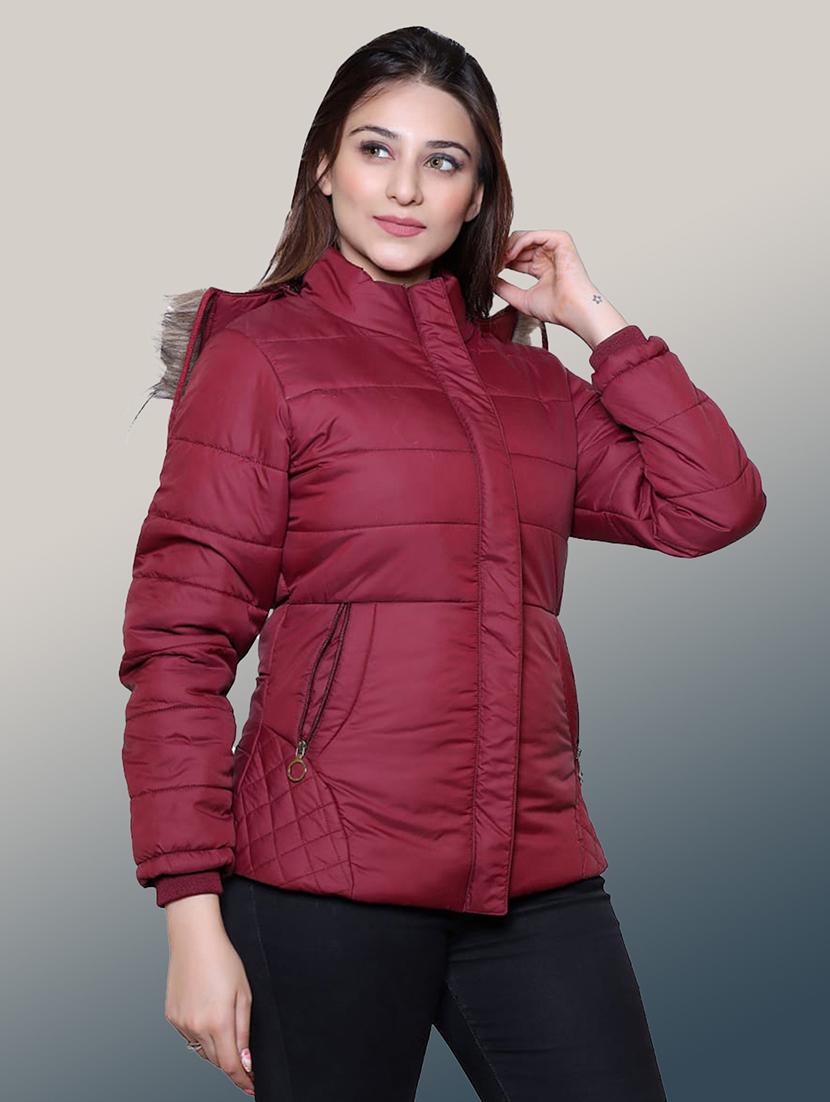 women solid long sleeve hooded quilted jacket - 22004375 - Standard Image - 1