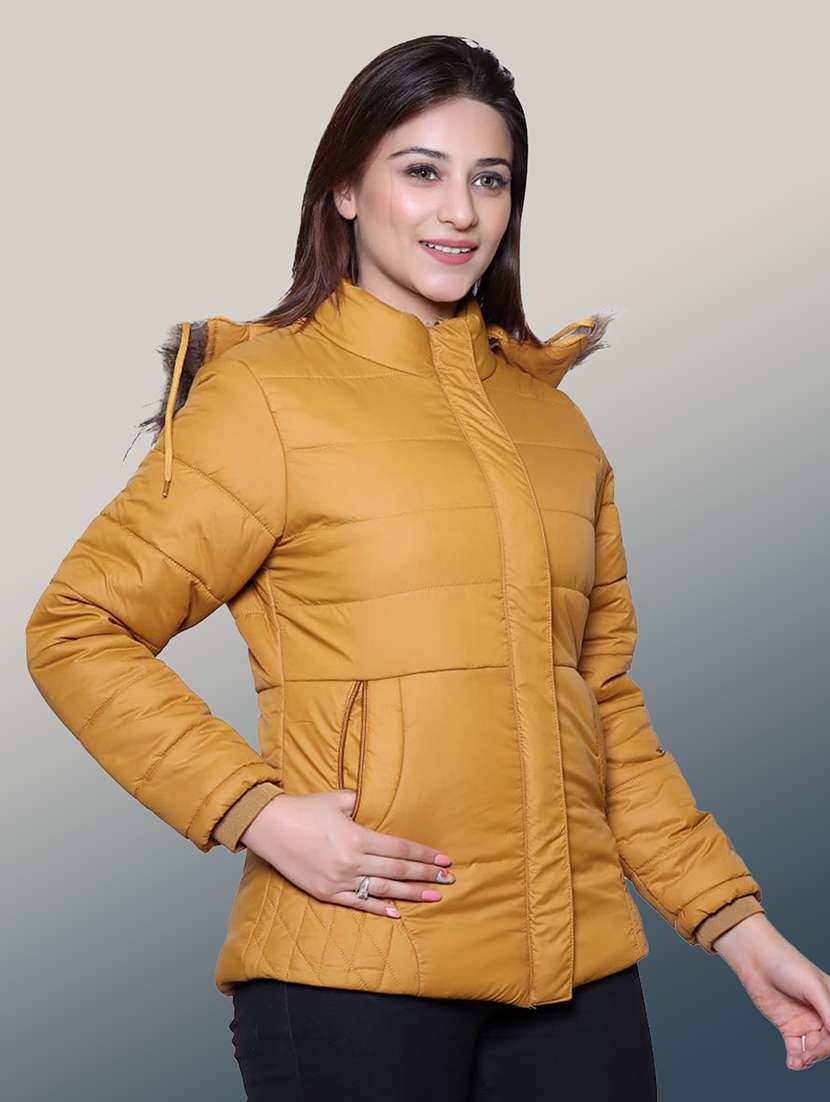 women solid long sleeve hooded quilted jacket - 22004377 -  Standard Image - 1