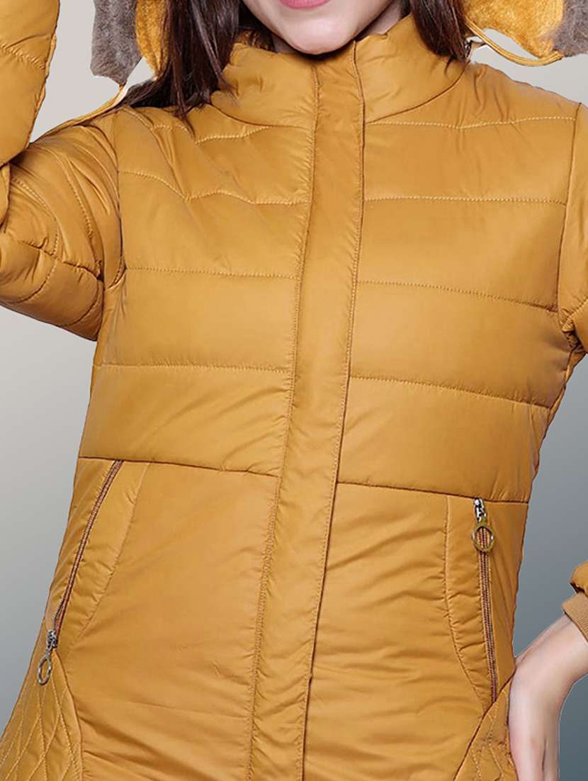women solid long sleeve hooded quilted jacket - 22004377 -  Standard Image - 4