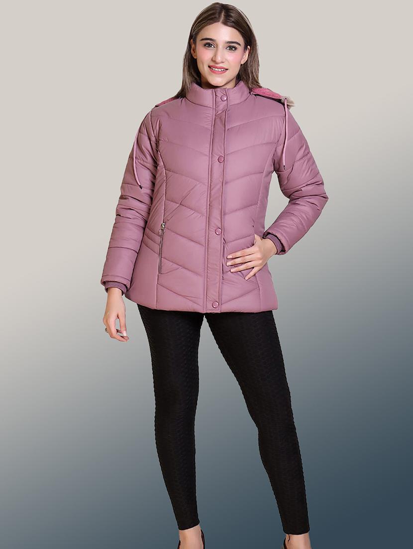 women solid long sleeve hooded quilted jacket - 22004378 - Standard Image - 4