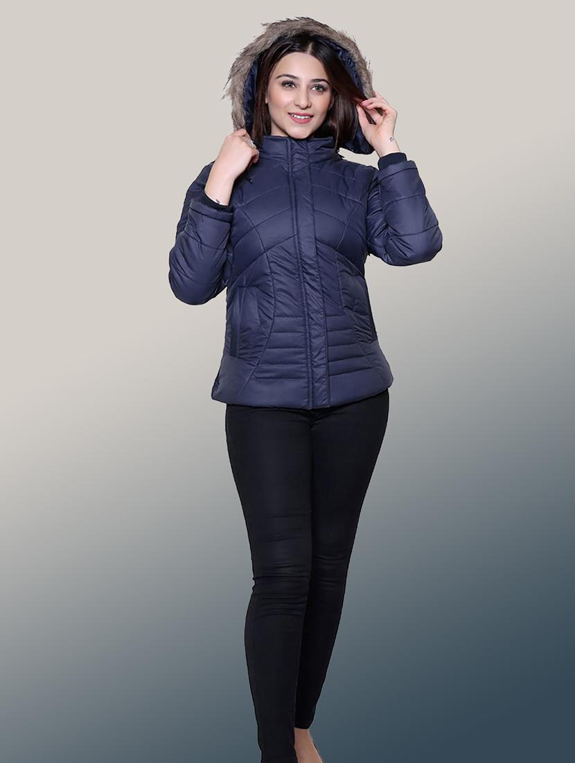 women solid long sleeve hooded quilted jacket - 22004382 - Standard Image - 4
