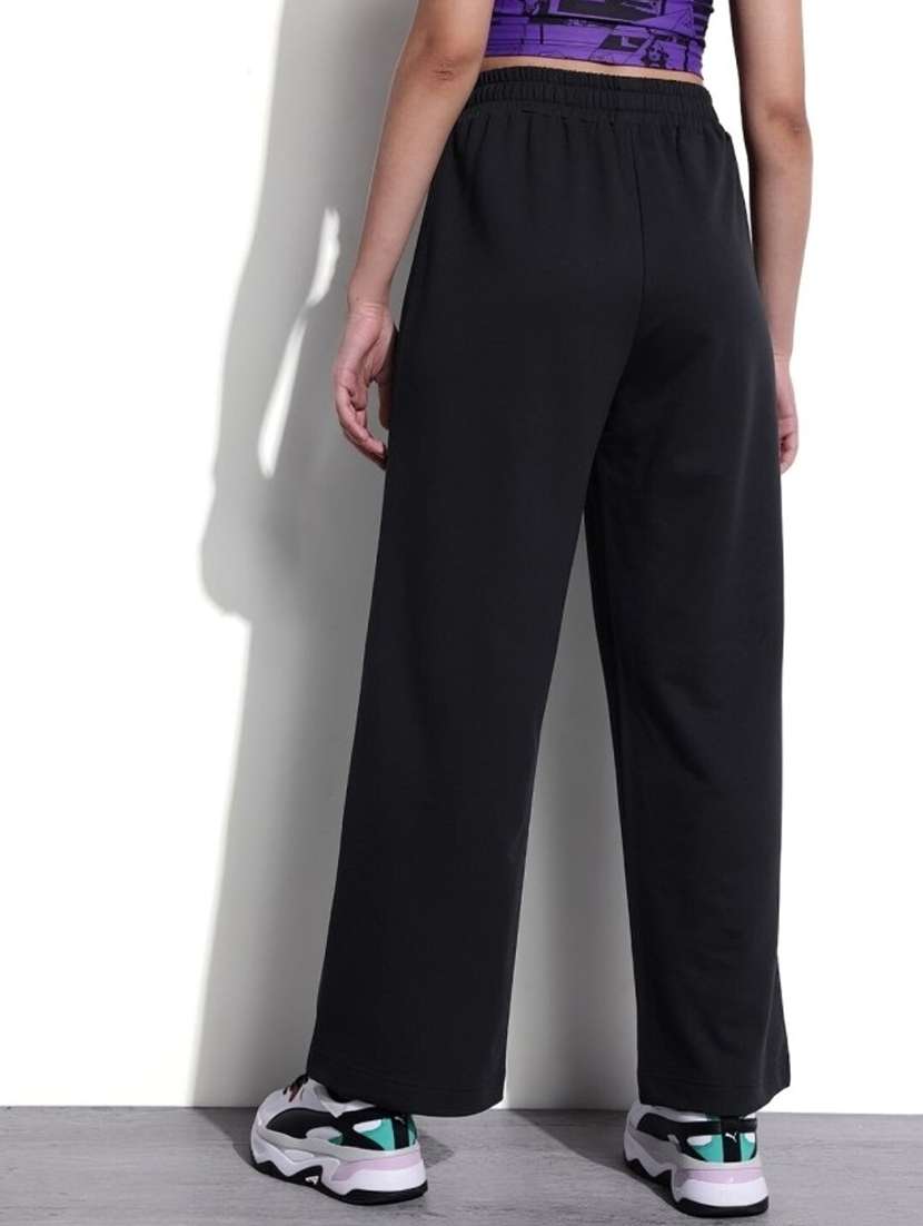 women black solid high rise straight trouser - 22004409 - Standard Image - 1