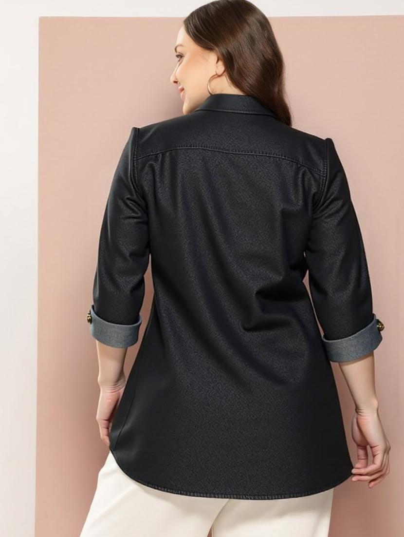 black denim plus shirt - 22004410 - Standard Image - 1