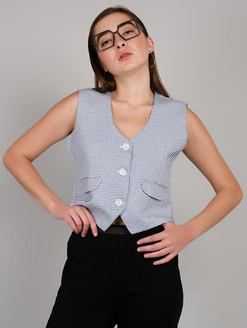 grey cotton blend crop top - 22004416 - Standard Image - 0