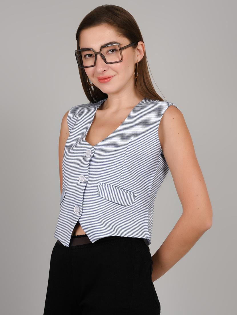 grey cotton blend crop top - 22004416 - Standard Image - 1