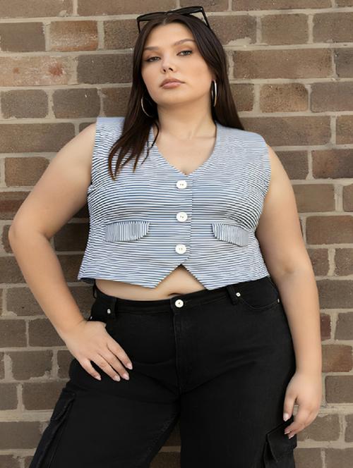 grey cotton blend crop top - 22004417 -  Standard Image - 0