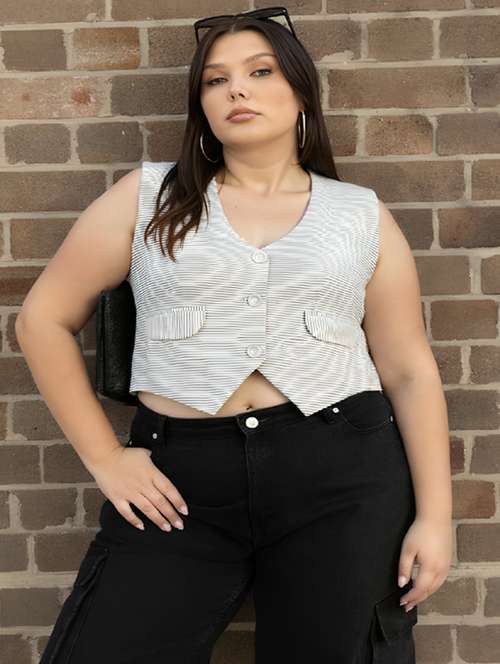 white cotton blend crop top - 22004418 -  Standard Image - 0
