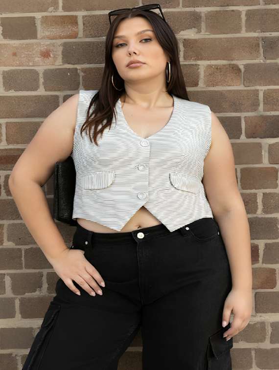 white cotton blend crop top - 22004418 -  Zoom Image - 0