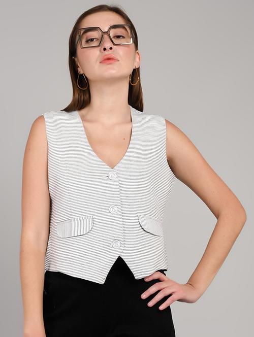 white cotton blend crop top - 22004419 - Standard Image - 0