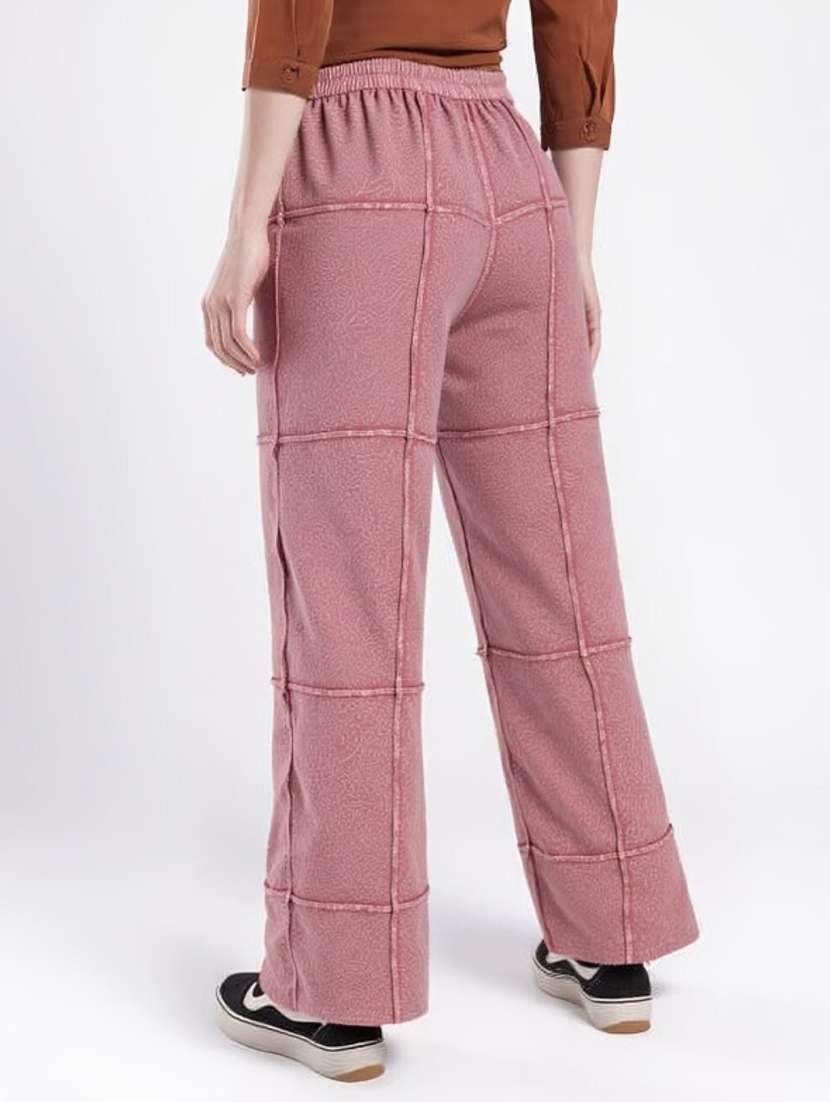 women solid high rise straight trouser - 22004420 - Standard Image - 1