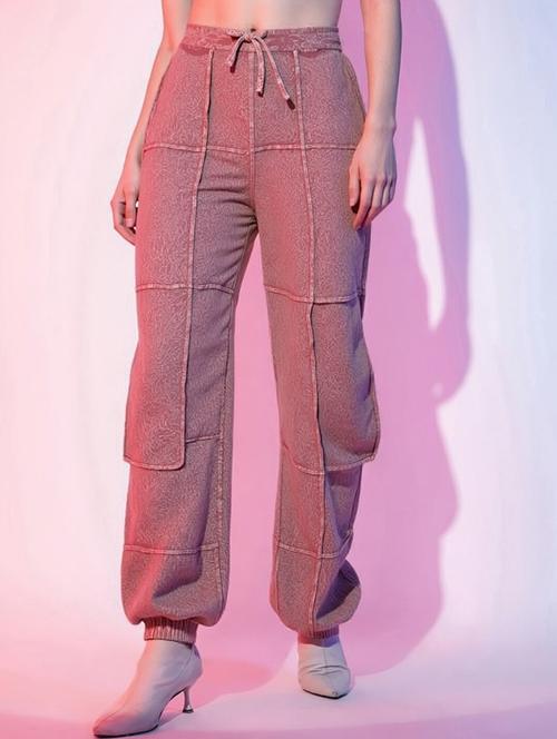 women pink solid high rise relaxed fit jogger - 22004421 -  Standard Image - 0