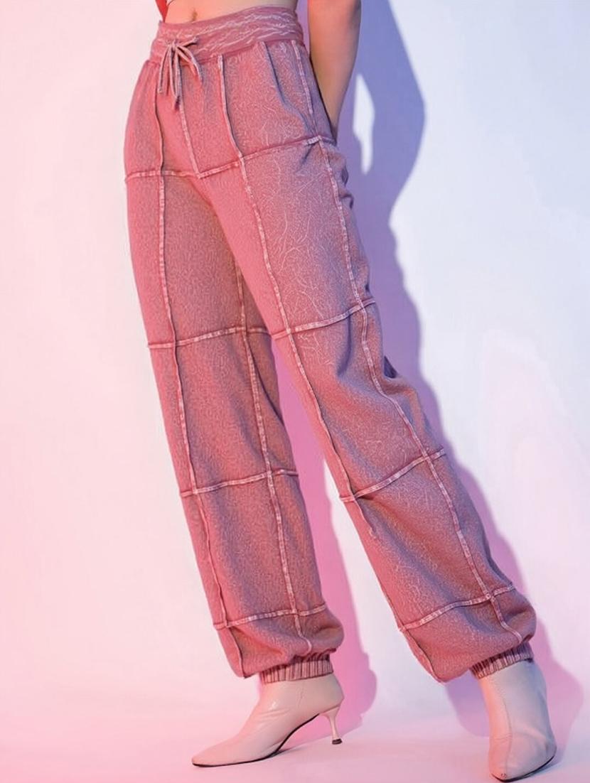 women pink solid high rise relaxed fit jogger - 22004421 - Standard Image - 1