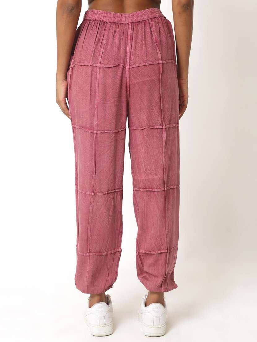 women solid high rise relaxed fit jogger - 22004424 - Standard Image - 1