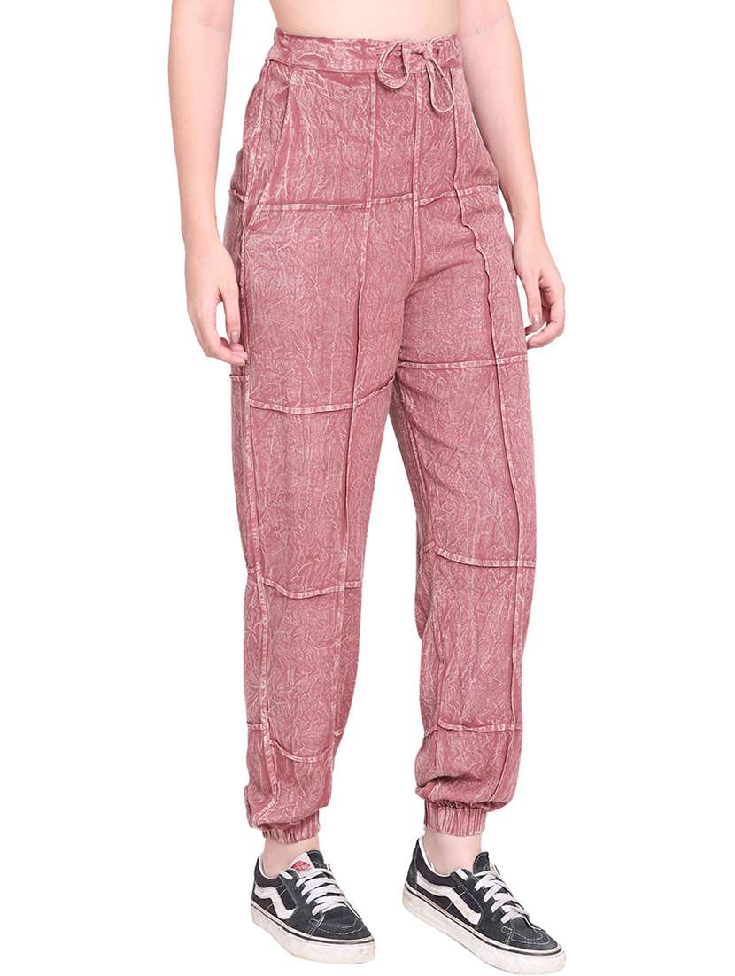 women solid high rise relaxed fit jogger - 22004427 - Standard Image - 1