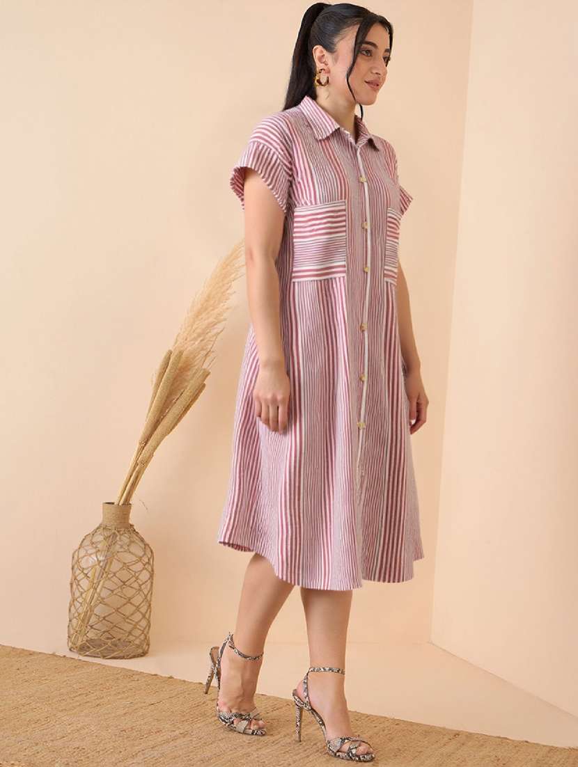 pink cotton blend aline dress - 22004433 - Standard Image - 1