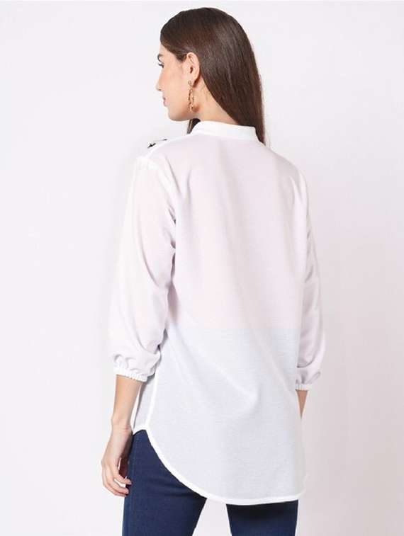 women white printed high low shirt - 22004452 -  Standard Image - 1