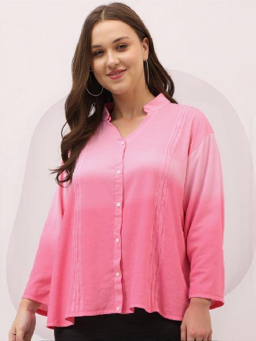 women plus size ombre print long sleeve shirt - 22004467 - Standard Image - 0