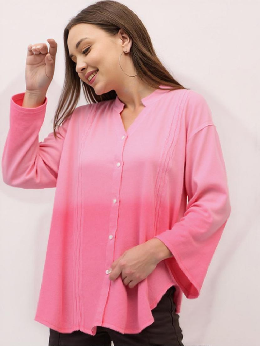 women plus size ombre print long sleeve shirt - 22004467 - Standard Image - 1