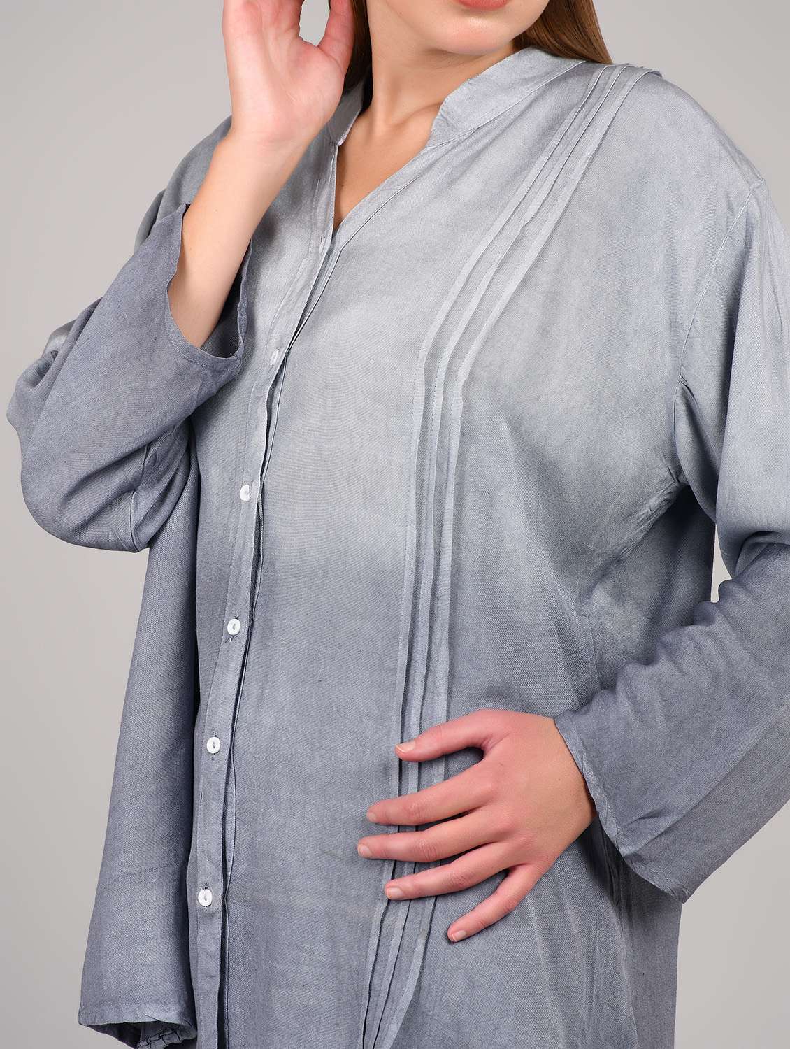 women plus size ombre print long sleeve shirt - 22004472 -  Standard Image - 1