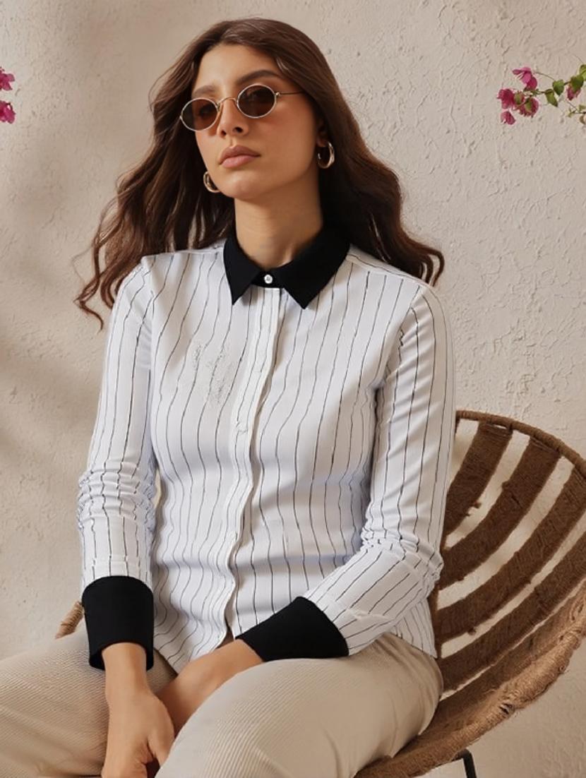 women striped long sleeve regular fit shirt - 22004476 - Zoom Image - 0