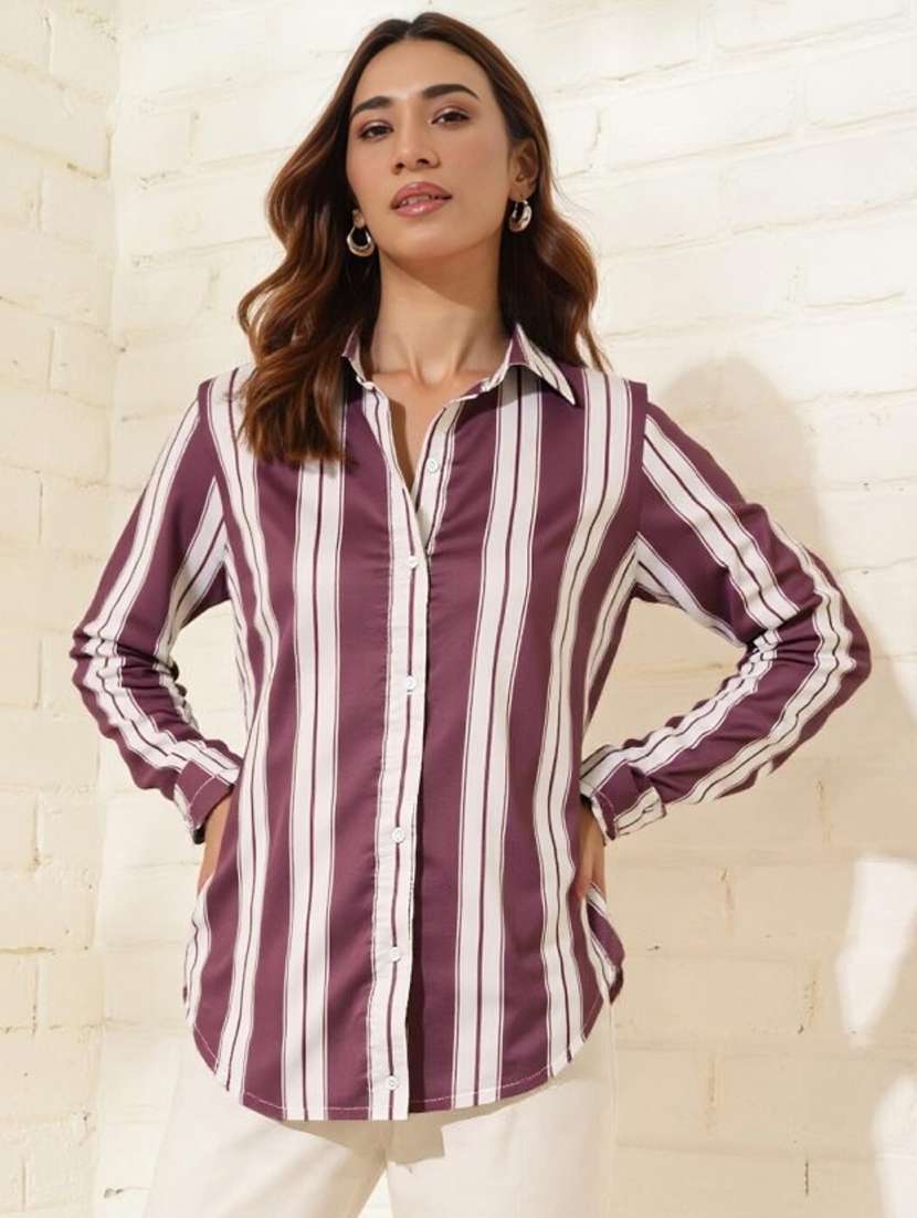 multi colored satin regular shirt - 22004479 - Zoom Image - 0